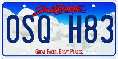 SD license plate 0SQH83