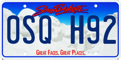 SD license plate 0SQH92