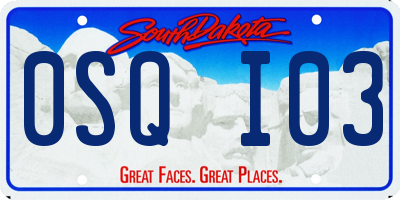 SD license plate 0SQI03