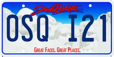 SD license plate 0SQI21