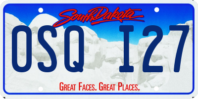 SD license plate 0SQI27