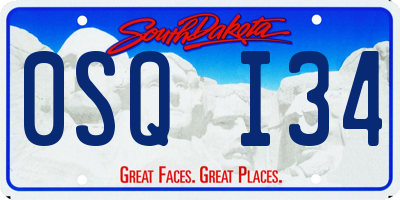 SD license plate 0SQI34