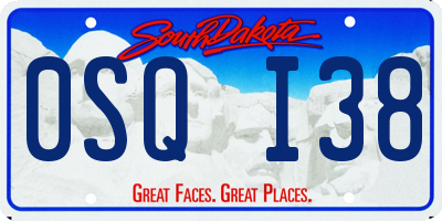 SD license plate 0SQI38