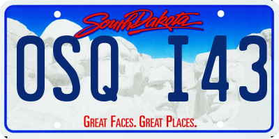 SD license plate 0SQI43
