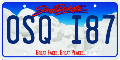 SD license plate 0SQI87