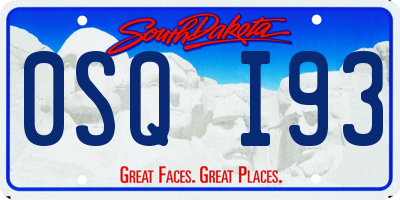 SD license plate 0SQI93