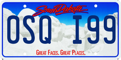 SD license plate 0SQI99
