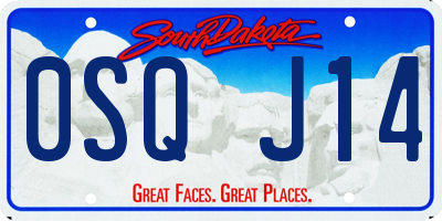 SD license plate 0SQJ14