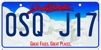 SD license plate 0SQJ17