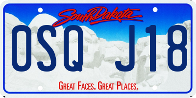 SD license plate 0SQJ18