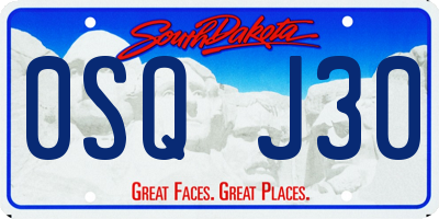 SD license plate 0SQJ30
