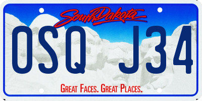 SD license plate 0SQJ34