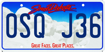 SD license plate 0SQJ36