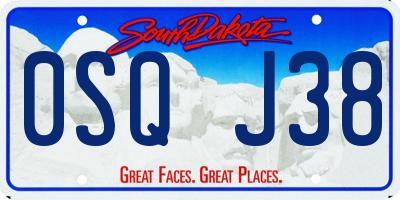 SD license plate 0SQJ38