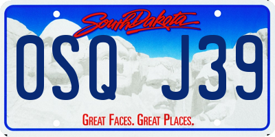 SD license plate 0SQJ39