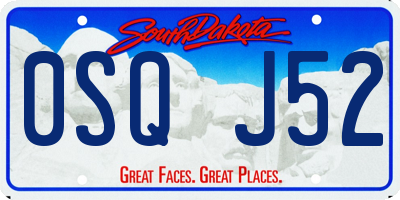 SD license plate 0SQJ52