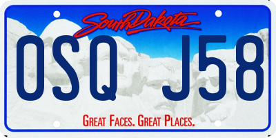 SD license plate 0SQJ58