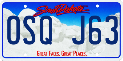 SD license plate 0SQJ63