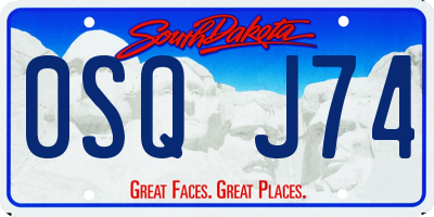 SD license plate 0SQJ74