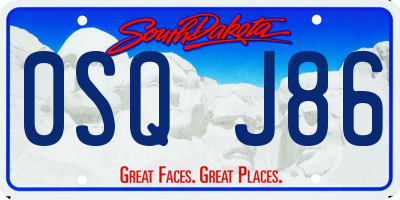 SD license plate 0SQJ86