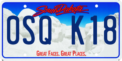 SD license plate 0SQK18