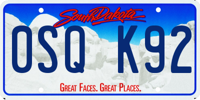SD license plate 0SQK92