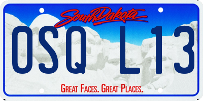 SD license plate 0SQL13