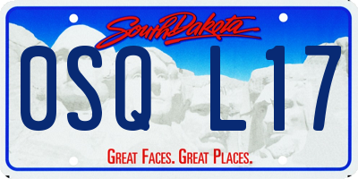 SD license plate 0SQL17