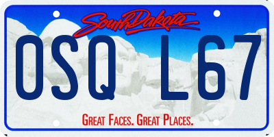 SD license plate 0SQL67
