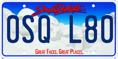SD license plate 0SQL80