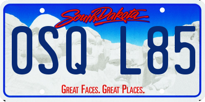SD license plate 0SQL85