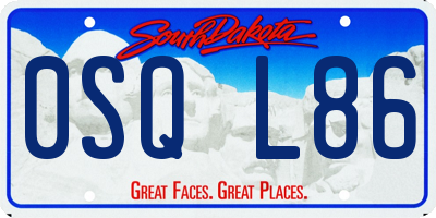 SD license plate 0SQL86