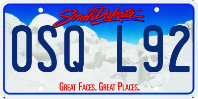 SD license plate 0SQL92