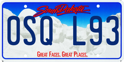 SD license plate 0SQL93