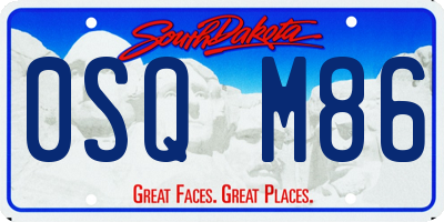 SD license plate 0SQM86
