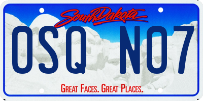 SD license plate 0SQN07
