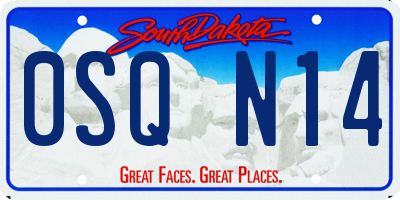 SD license plate 0SQN14