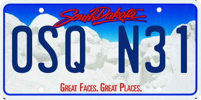 SD license plate 0SQN31