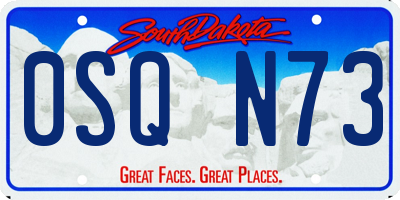 SD license plate 0SQN73