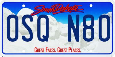 SD license plate 0SQN80