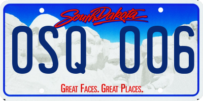 SD license plate 0SQO06