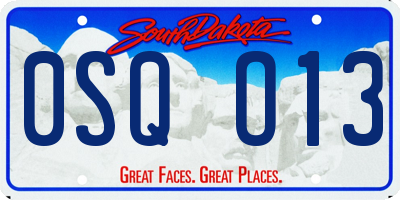 SD license plate 0SQO13