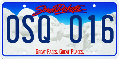 SD license plate 0SQO16