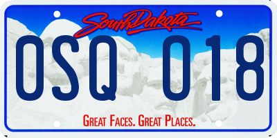 SD license plate 0SQO18