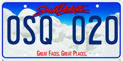 SD license plate 0SQO20