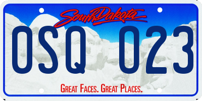 SD license plate 0SQO23