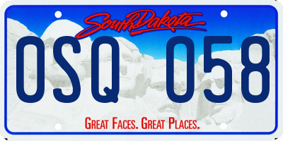 SD license plate 0SQO58