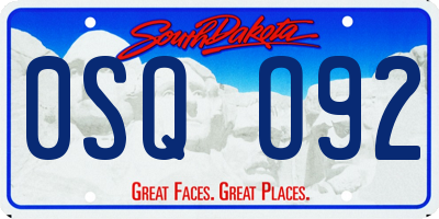 SD license plate 0SQO92