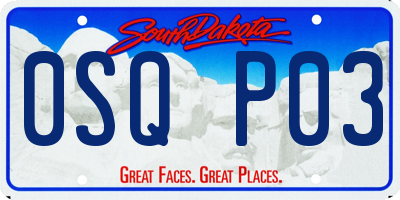 SD license plate 0SQP03