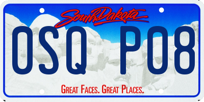 SD license plate 0SQP08